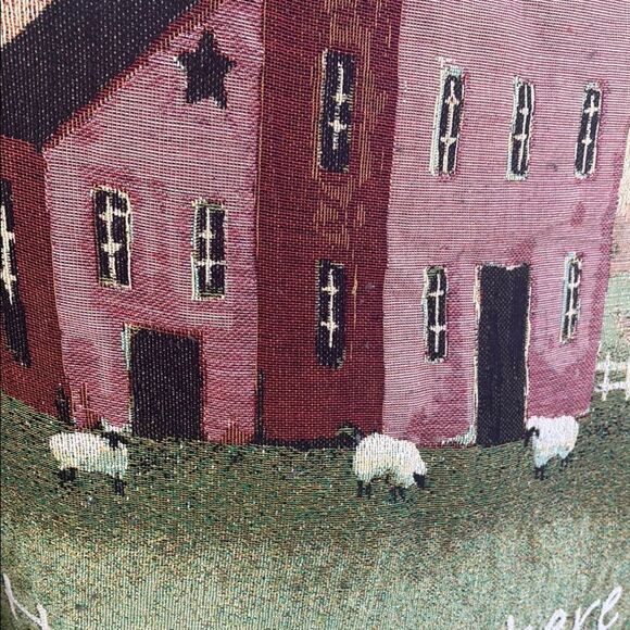 Tapestry Blanket with House and Sheep Design - Picture 3 of 7